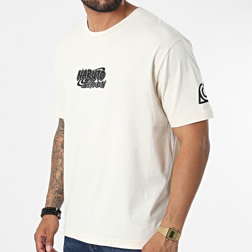 Tee Shirt Oversize Large Logo Beige Chiné Noir