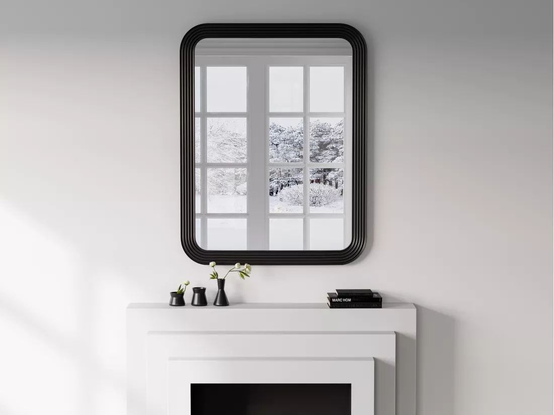 Miroir rectangulaire en bois de paulownia - L. 85 x H. 110 cm - Noir - JIMIA