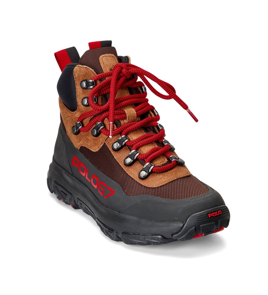 Botas Ralph Lauren Adventure 300 Mid em couro, preto/marrom