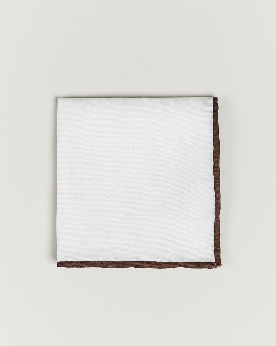 Amanda Christensen Linen Paspoal Pocket Square White/Brown