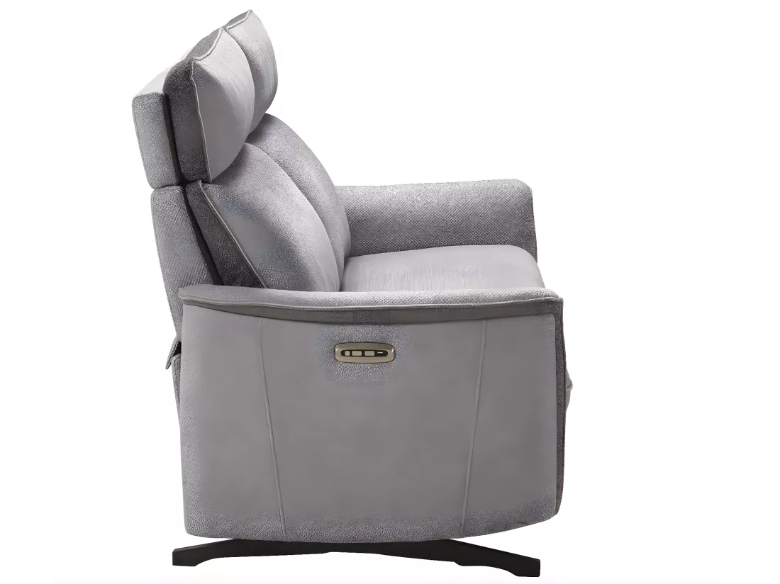 Canapé de relaxation électrique tissu chiné Riloza-Couleur Gris clair-3 places relax électrique