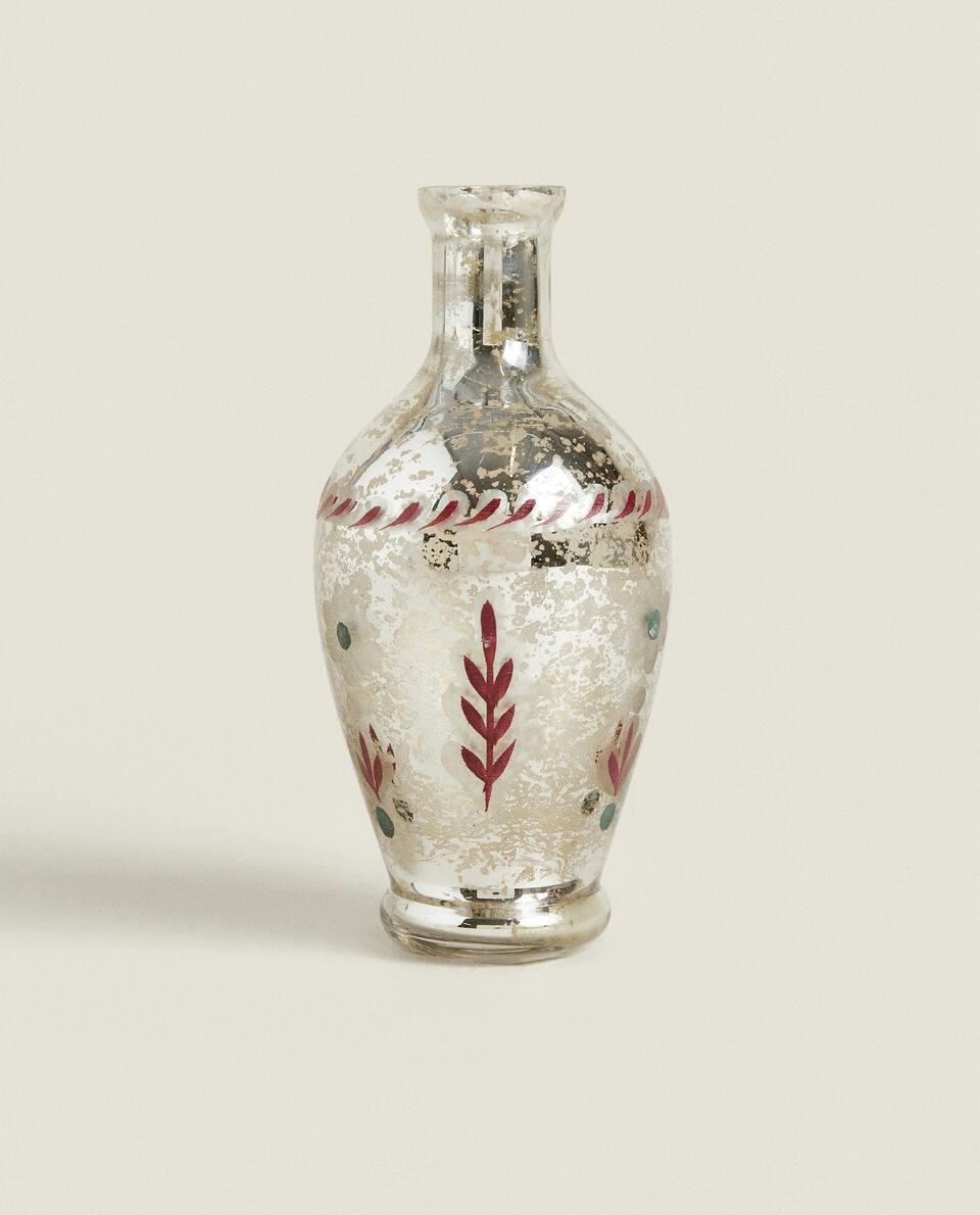 VASO DE VIDRO COM FLORES DE NATAL