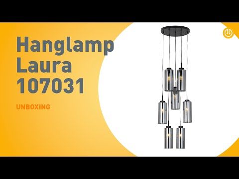 Art Deco hanglamp zwart met smoke glas 7-lichts - Laura