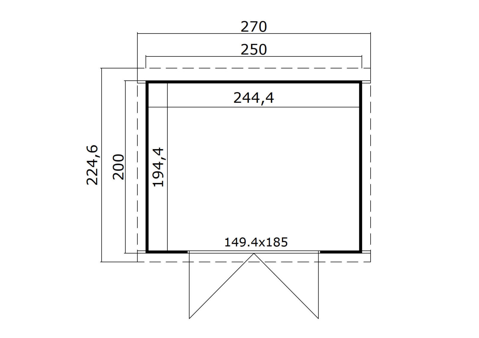 Gartenhaus ZAMBEZI III - schwedenrot - Fichte massiv - 250x200 cm
