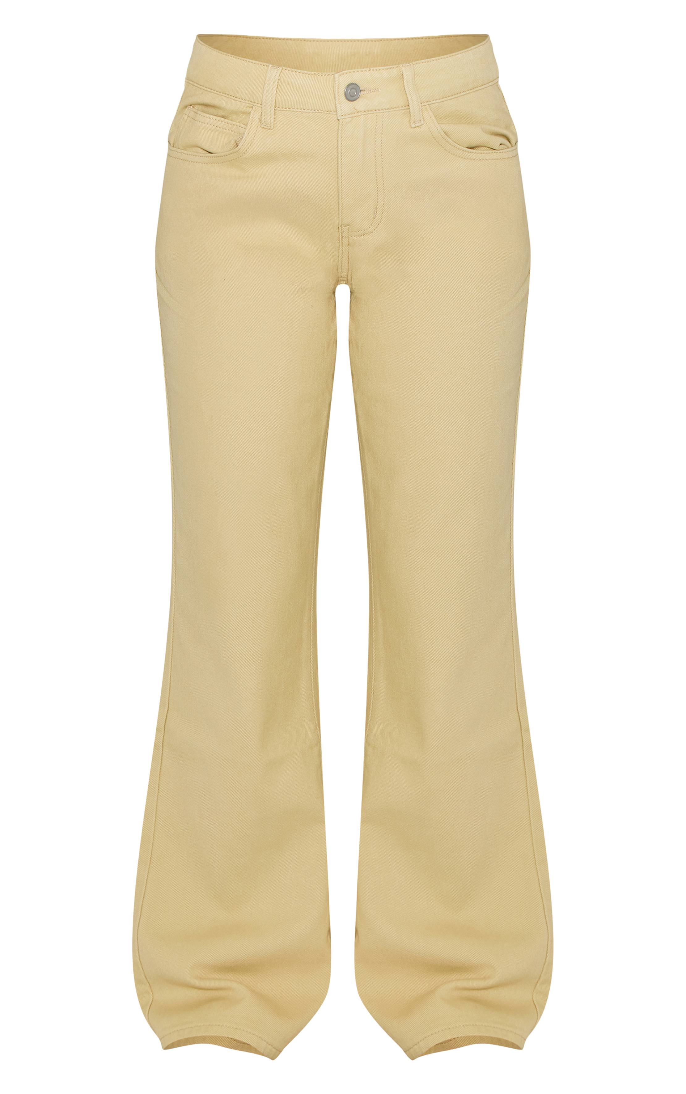 Butter Yellow Jean Évasé Taille Mi-haute À Coutures Contrastées