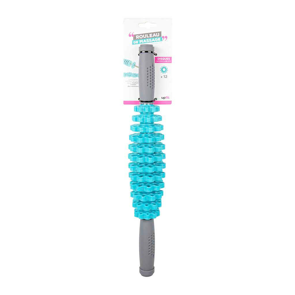 Rouleau de massage bleu 12 disques modulables 4.5x43x4.5cm