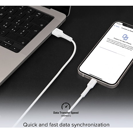 SBS USB-A til USB-C 1 meter - hvid