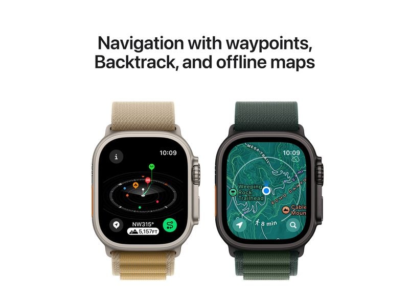 Apple Watch Ultra 2 Natural Titanium Trail Loop Blau M/L Die robusteste und leistungsfähigste Apple Watch.