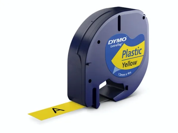 LabeltapeDYMO® LetraTAG 12mm x 4m gul plasttape