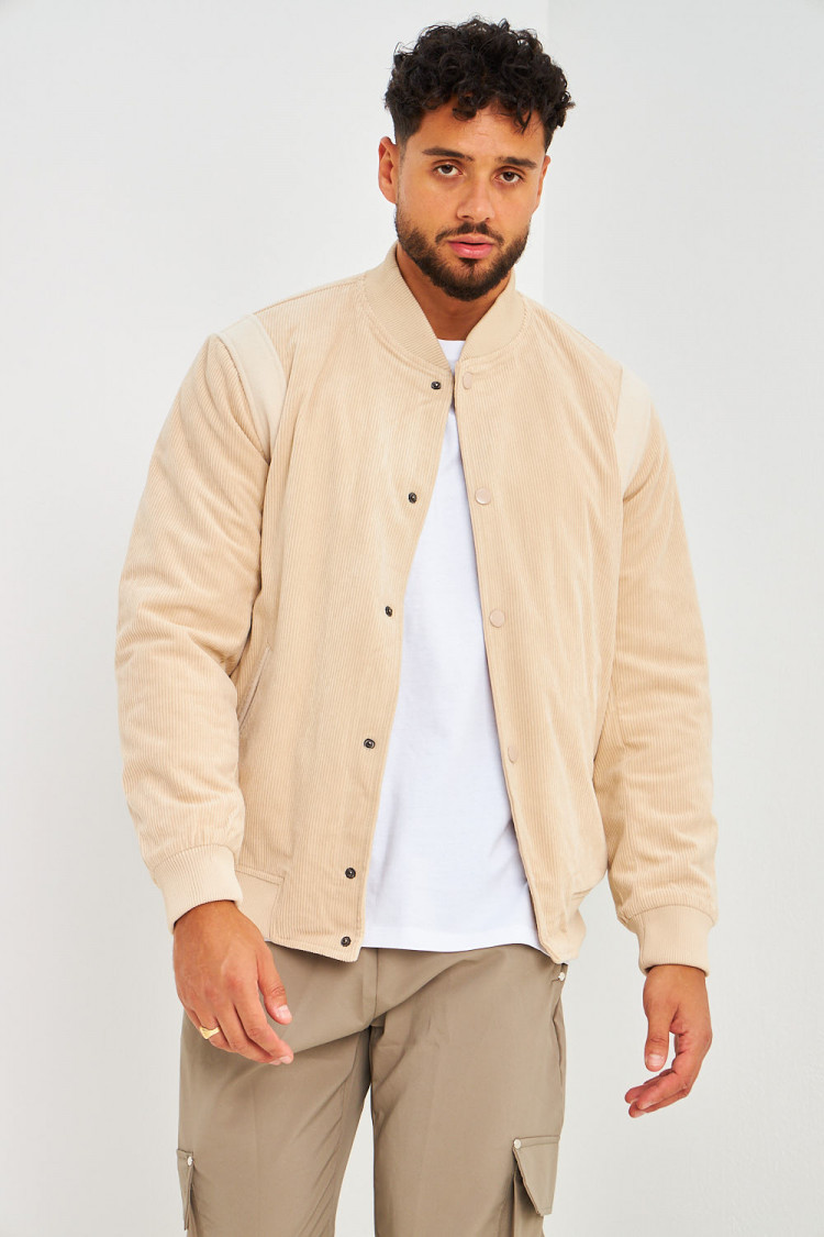Bomber beige en velours côtelé