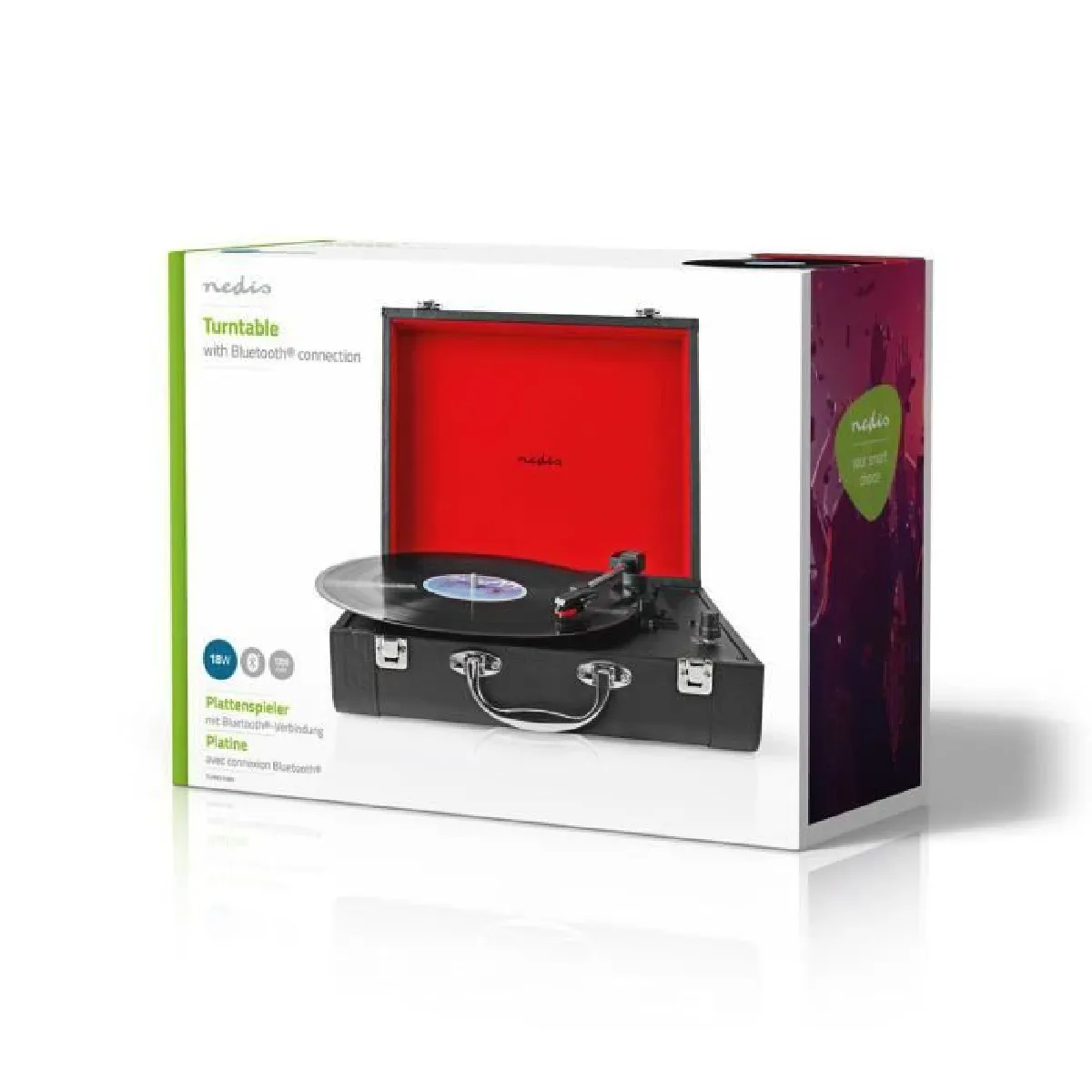 NEDIS Platine vinyle Bluetooth - Noir Rouge