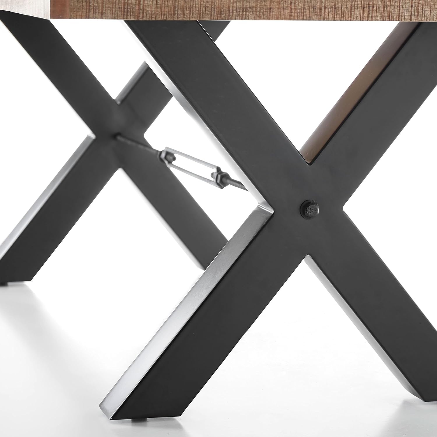 DEHLI Esstisch Massivholz Mango - Hochwertiger Esszimmertisch mit X-förmigem Metallgestell für Ihr Esszimmer - 200 x 77 x 100 cm (B/H/T)