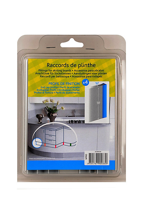 Raccord de finition de plinthe de cuisine Nordlinger 16/19 mm, gris x 4