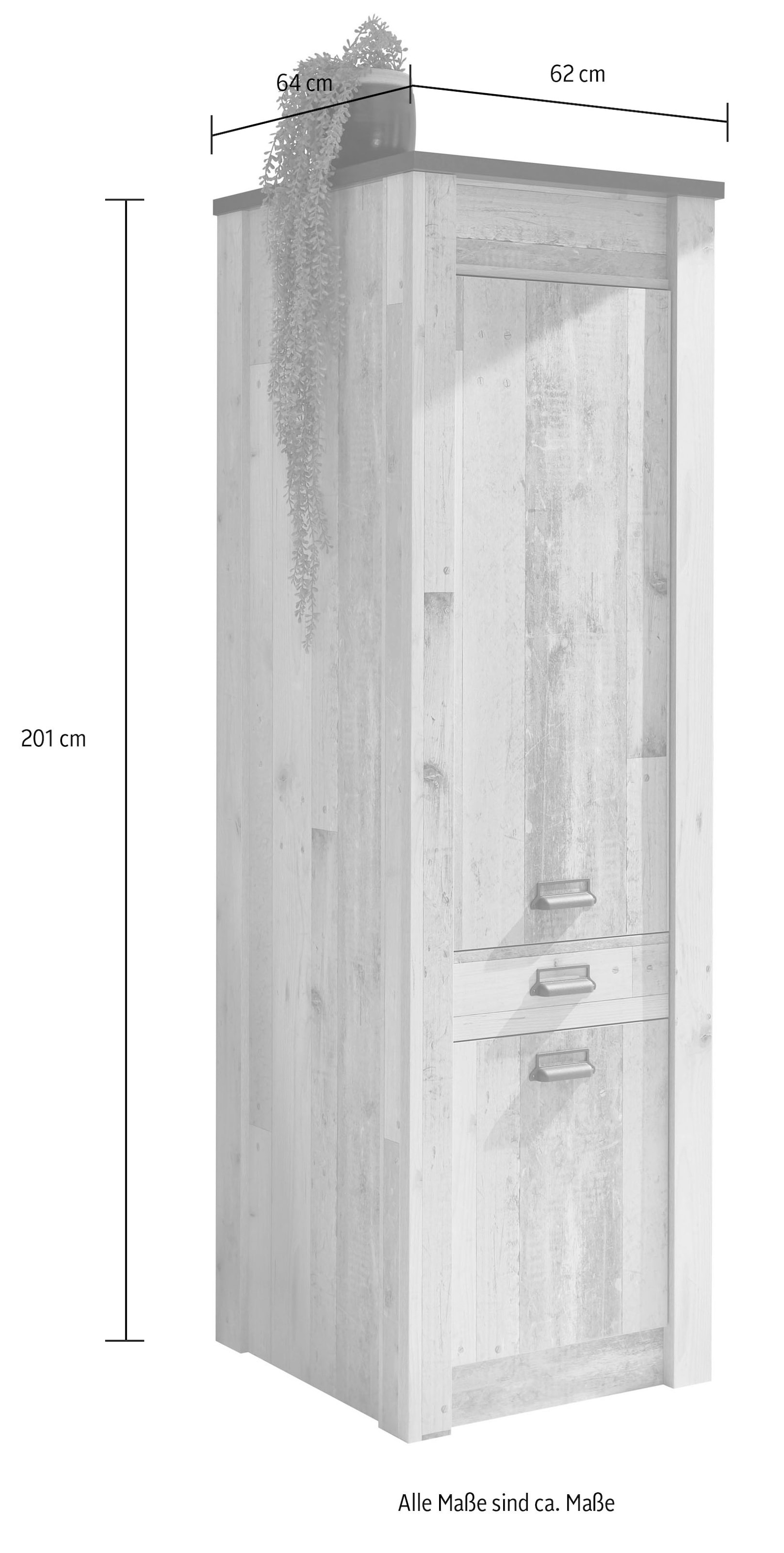Home affaire Vorratsschrank »Sherwood« mit Apothekergriffen aus Metall, Tiefe 64 cm