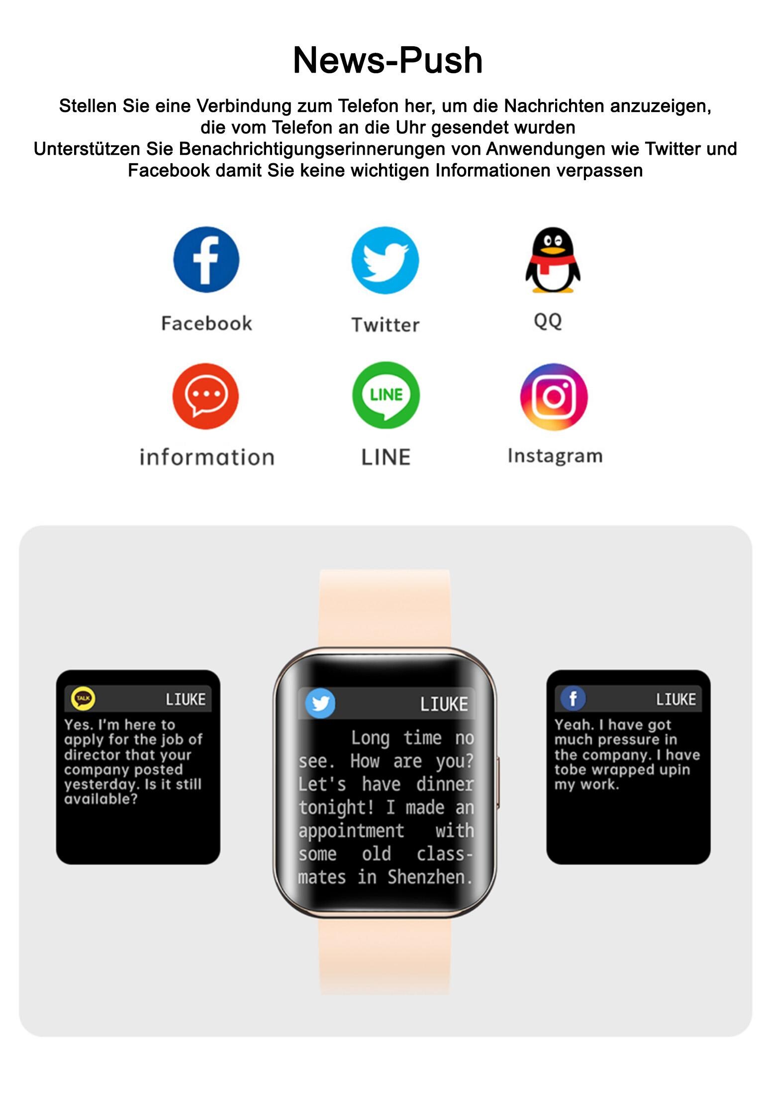 TPFNet Smart Watch / Fitness Tracker IP67 - Silikon Armband - Android & IOS - Gold