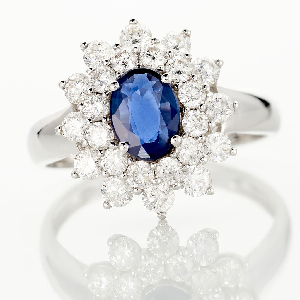 Bague Ivan Or Blanc Saphir Et Diamant