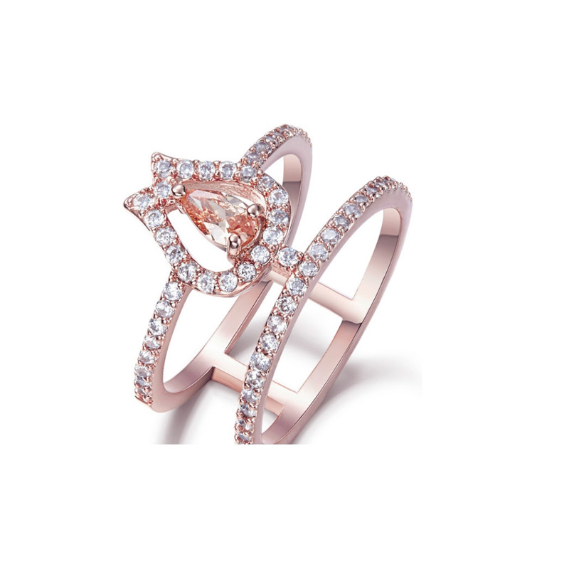 Bague orné de cristal de Swarovski Blanc et Orange et Plaqué Rhodium