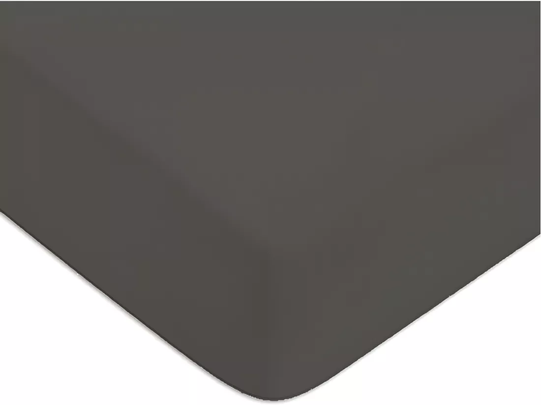 Drap housse en coton lit jumeaux 57 fils Siamois uni gris 2X80x200cm