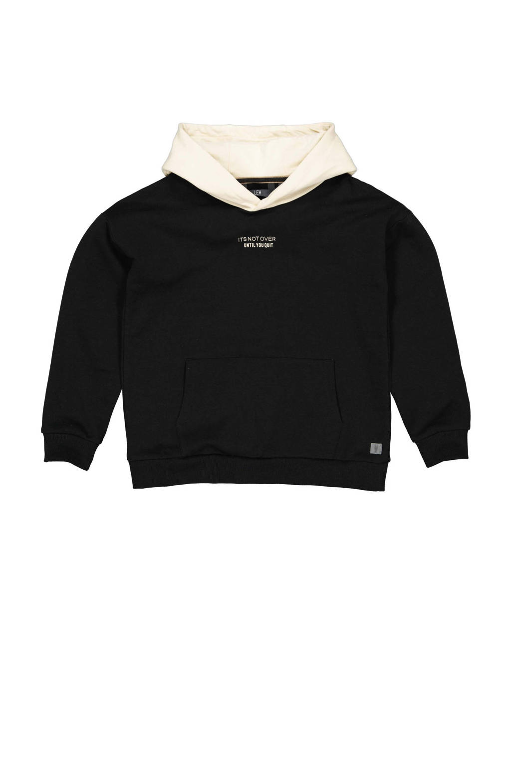 LEVV hoodie FONS met tekst zwart/wit