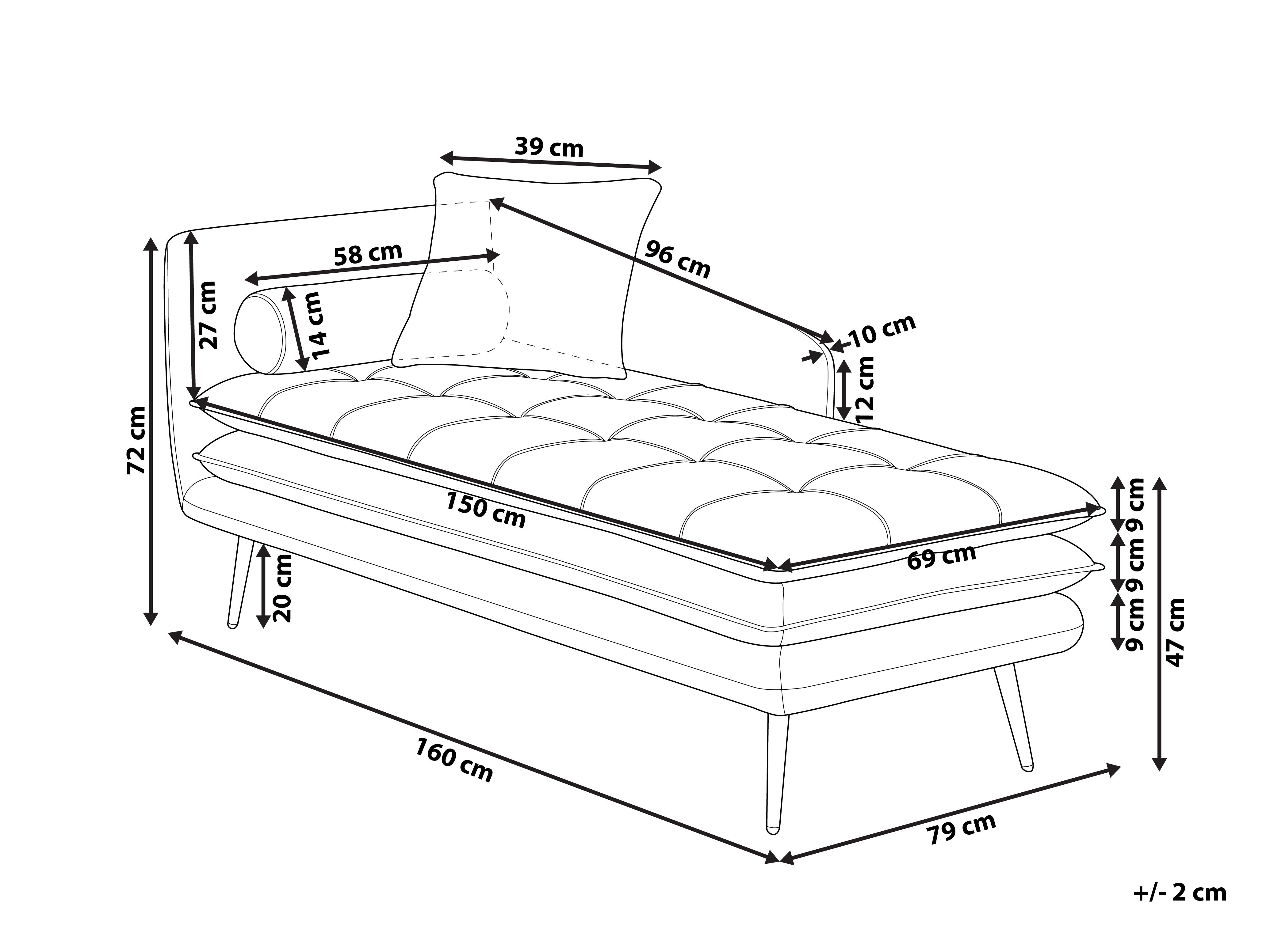 Linkszijdige chaise longue GONESSE Stof Rood