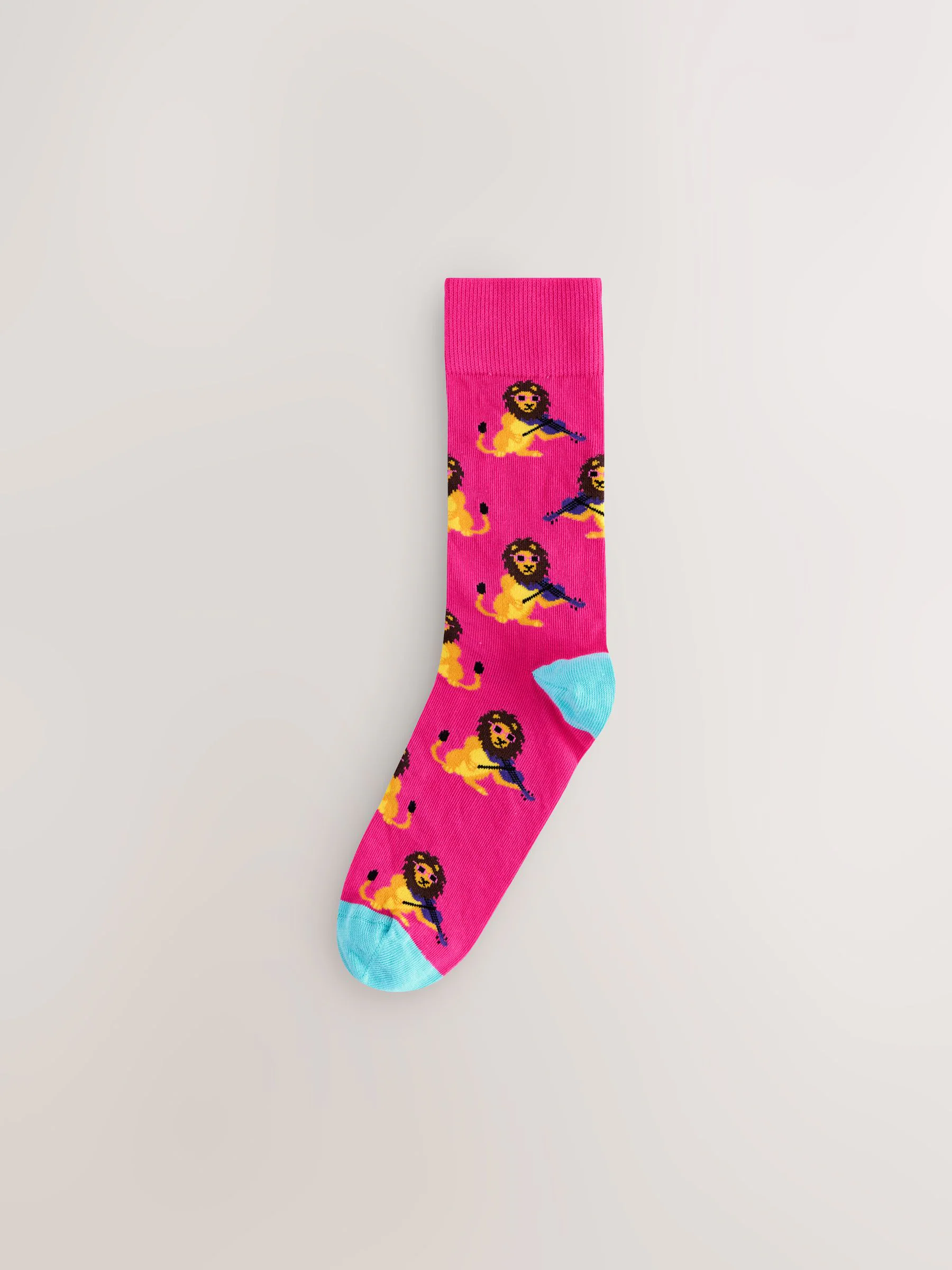 Helderrood/oranje/blauw - Set van 8 sokken met patroon