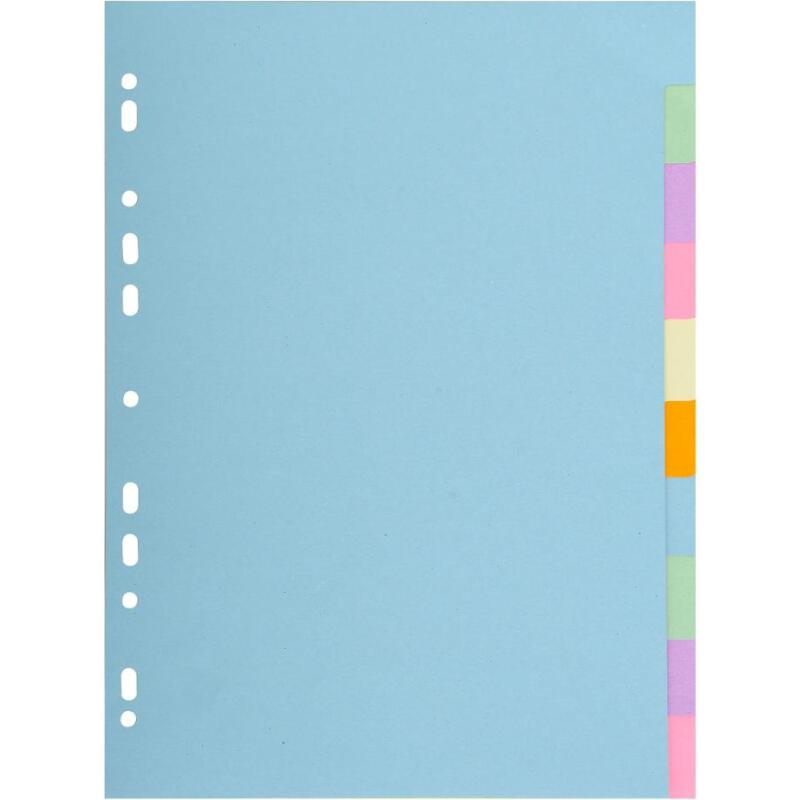 Intercalaires carte pastel 170g Forever 10 positions - A4+ - Couleurs assorties pastel