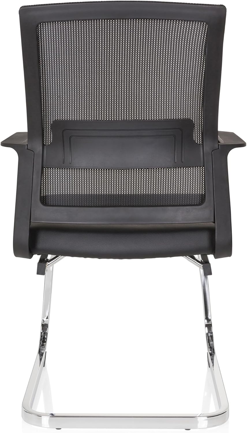 hjh OFFICE 732105 Besucherstuhl Inventor V PRO Kunstleder/Netz Schwarz Stuhl Freischwinger mit Lordosenstütze