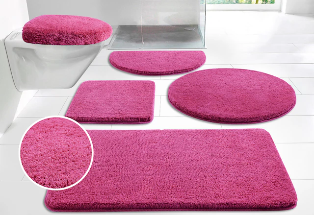 GOODproduct Badematte »Merida, Badvorleger, Badezimmer Teppich« Höhe 32 mm rutschhemmend beschichtet fussbodenheizungsgeeignet | schnell trocknend | strapazierfähig Badteppich, Uni Farben, rechteckig, rund & als 2-tlg. Set erhältlich