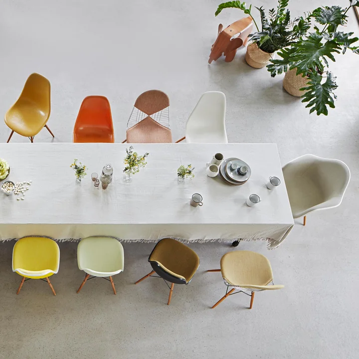 Vitra - Eames Fiberglass Side Chair DSW, Ahorn schwarz / Eames raw umber (Filzgleiter basic dark)