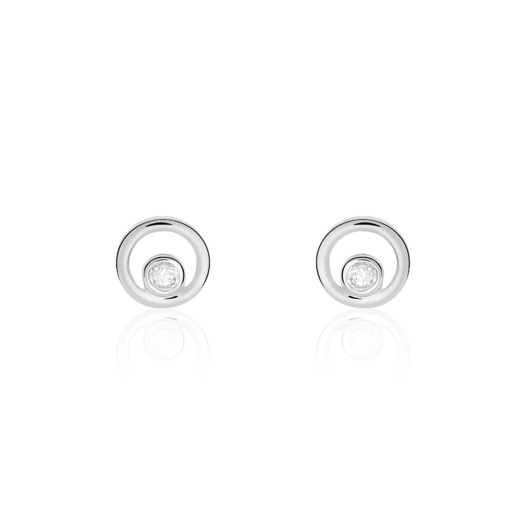 Boucles D'oreilles Puces Fidelia Or Blanc Diamant