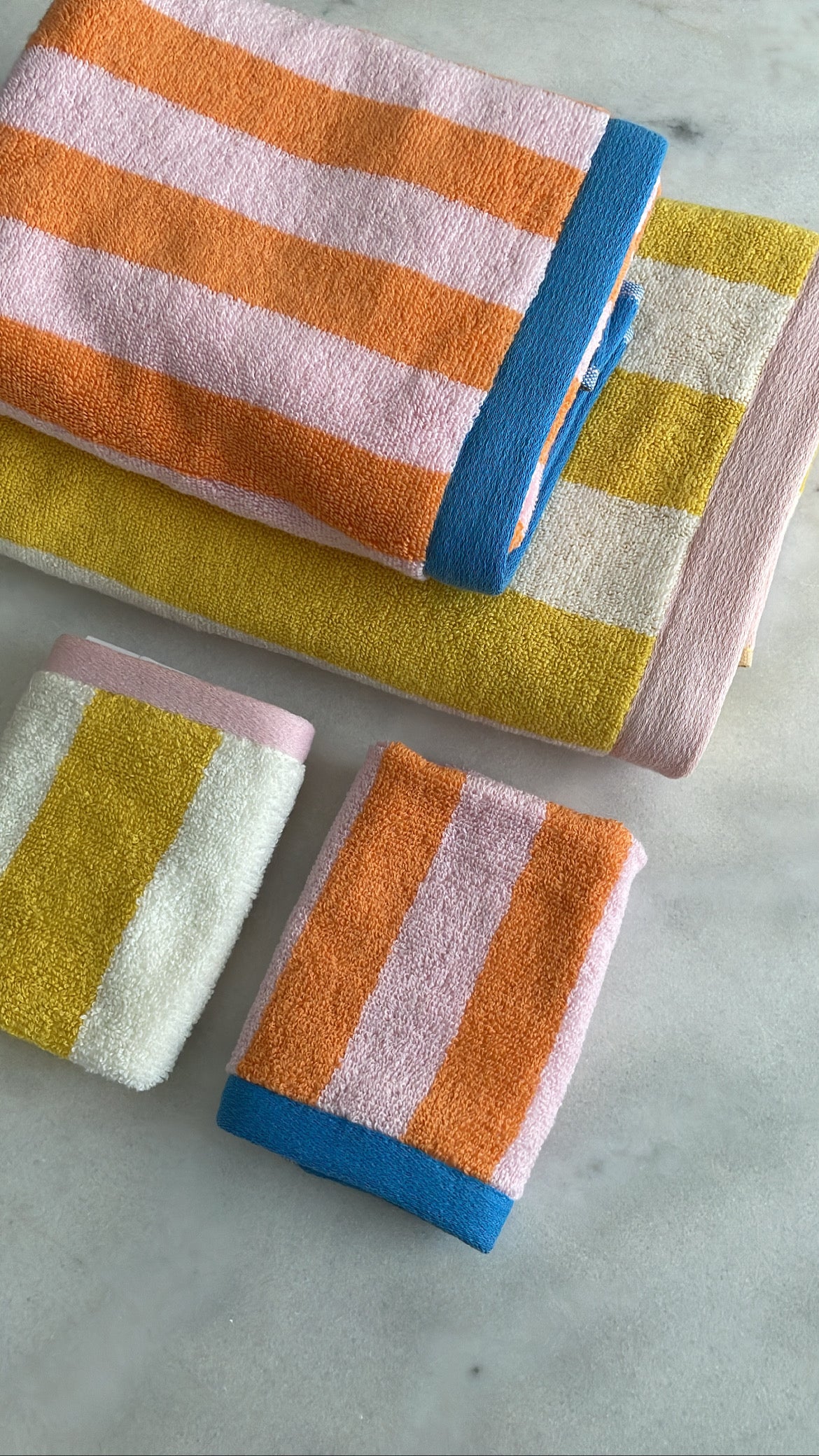 Bahne Interior  Stripe håndklæde - Yellow/Off White/Blush