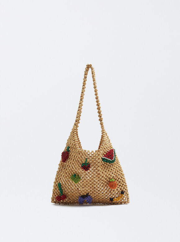 Bolso Madeira Com Abalorios - Raw