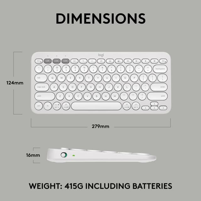 Logitech Pebble Keys 2 K380s trådløst tastatur (Off-White)