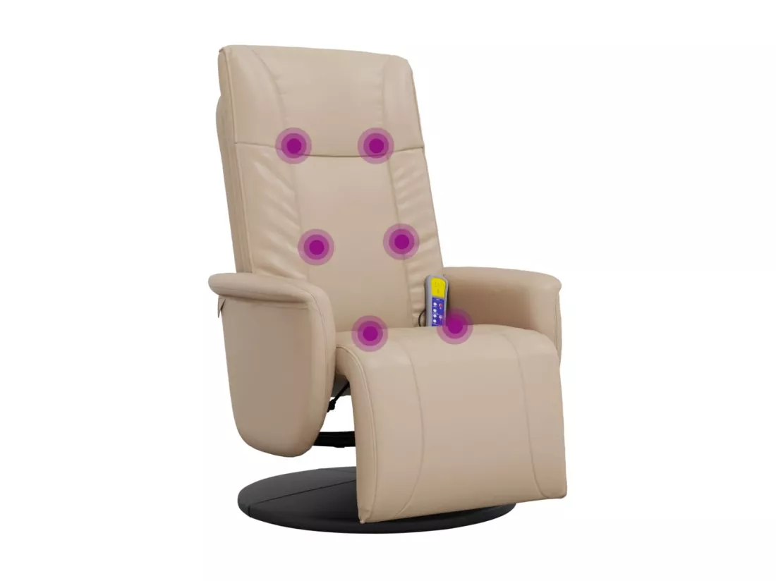 Fauteuil inclinable massant repose-pieds cappuccino