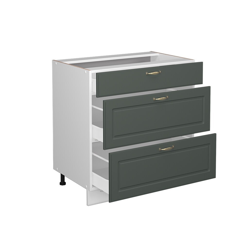 Vicco Schubladenunterschrank Küchenschrank Küchenmöbel Fame-Line Landhaus Weiß Grün 80 cm Gold Küche Einbauküche Drehtür Blende Schublade Küchenunterschrank Küchenzeile