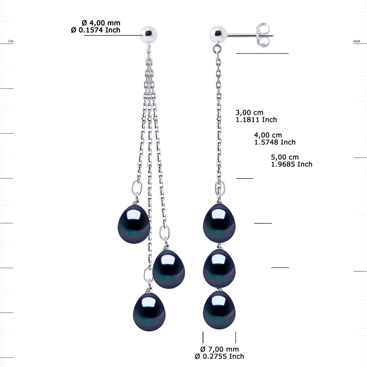 STELLA - Boucles d'Oreilles Perles d'Eau Douce 7-8 mm Blanches Or Blanc