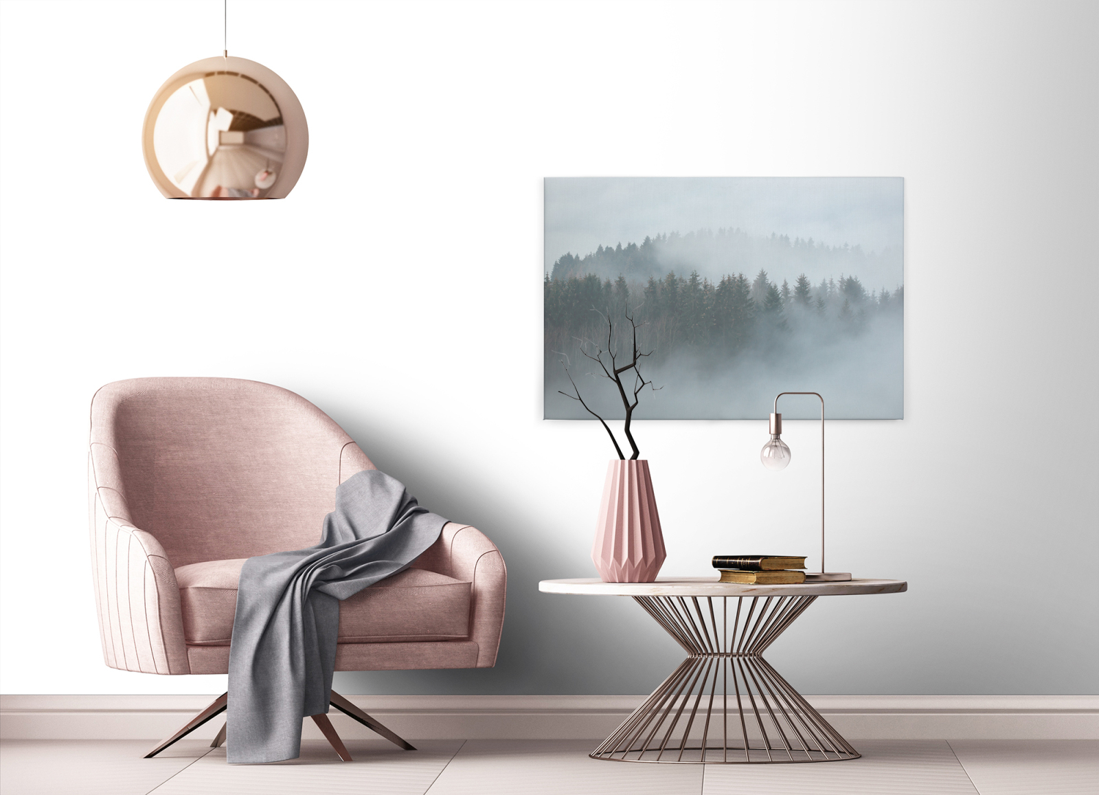 Leinwandbild WALD - grau - 90x60 cm