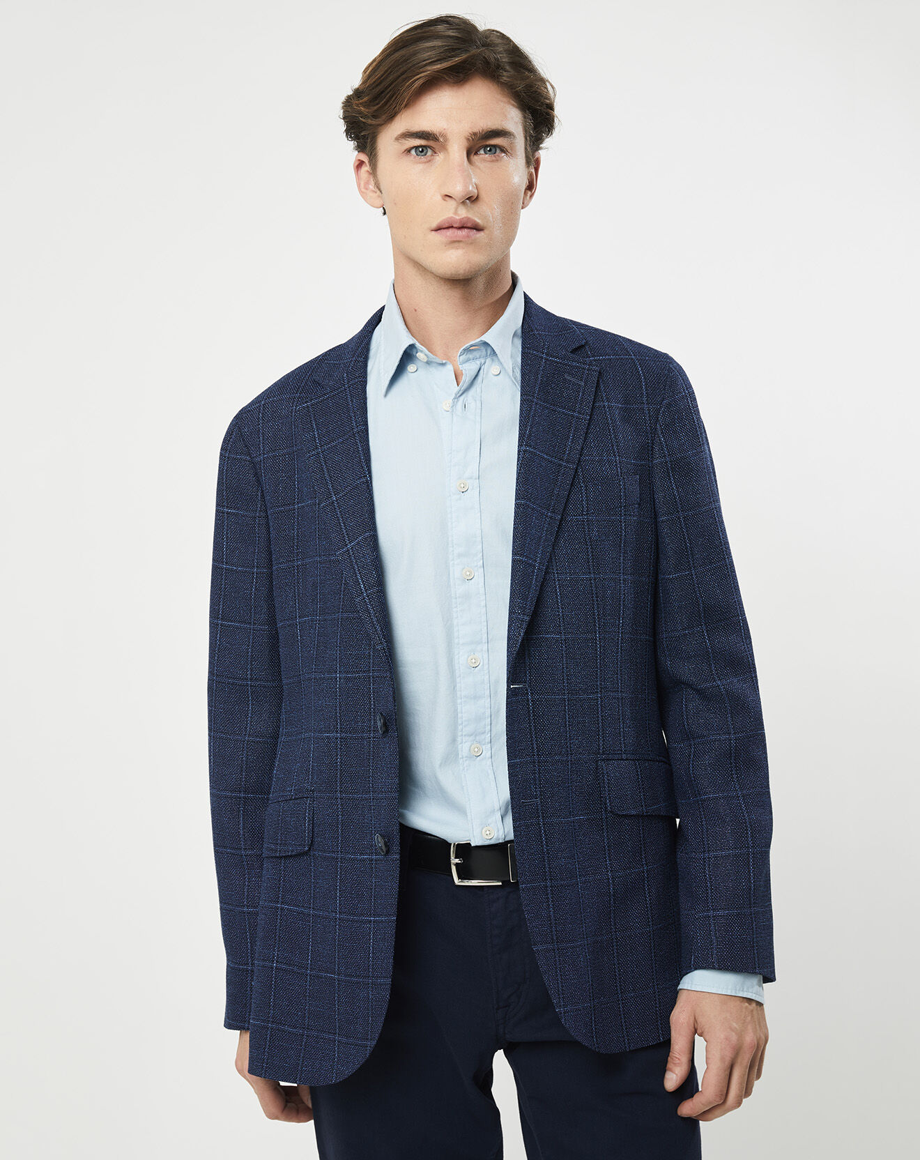 Hackett London Veste Fenêtre à carreaux bleue