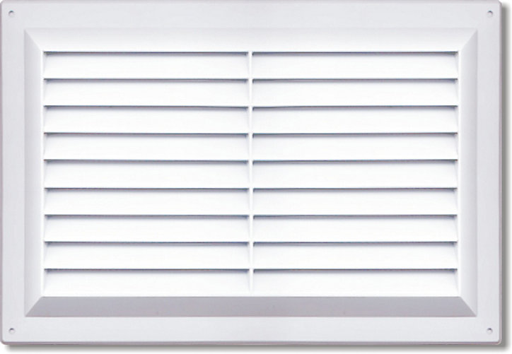 Grille d'aération PVC Autogyre avec moutiquaire blanche 260 x 165 mm