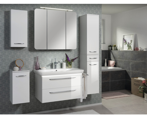 LED spiegelkast FACKELMANN Milano 90x78x15,5 cm wit 3 deuren
