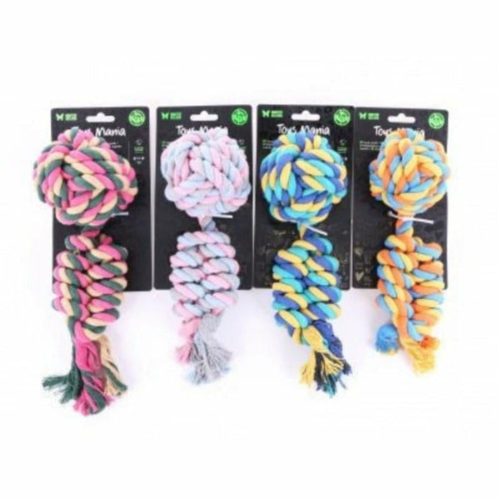 Lot de 4 cordes balles en coton pour chiens coloris suivant disponibilité