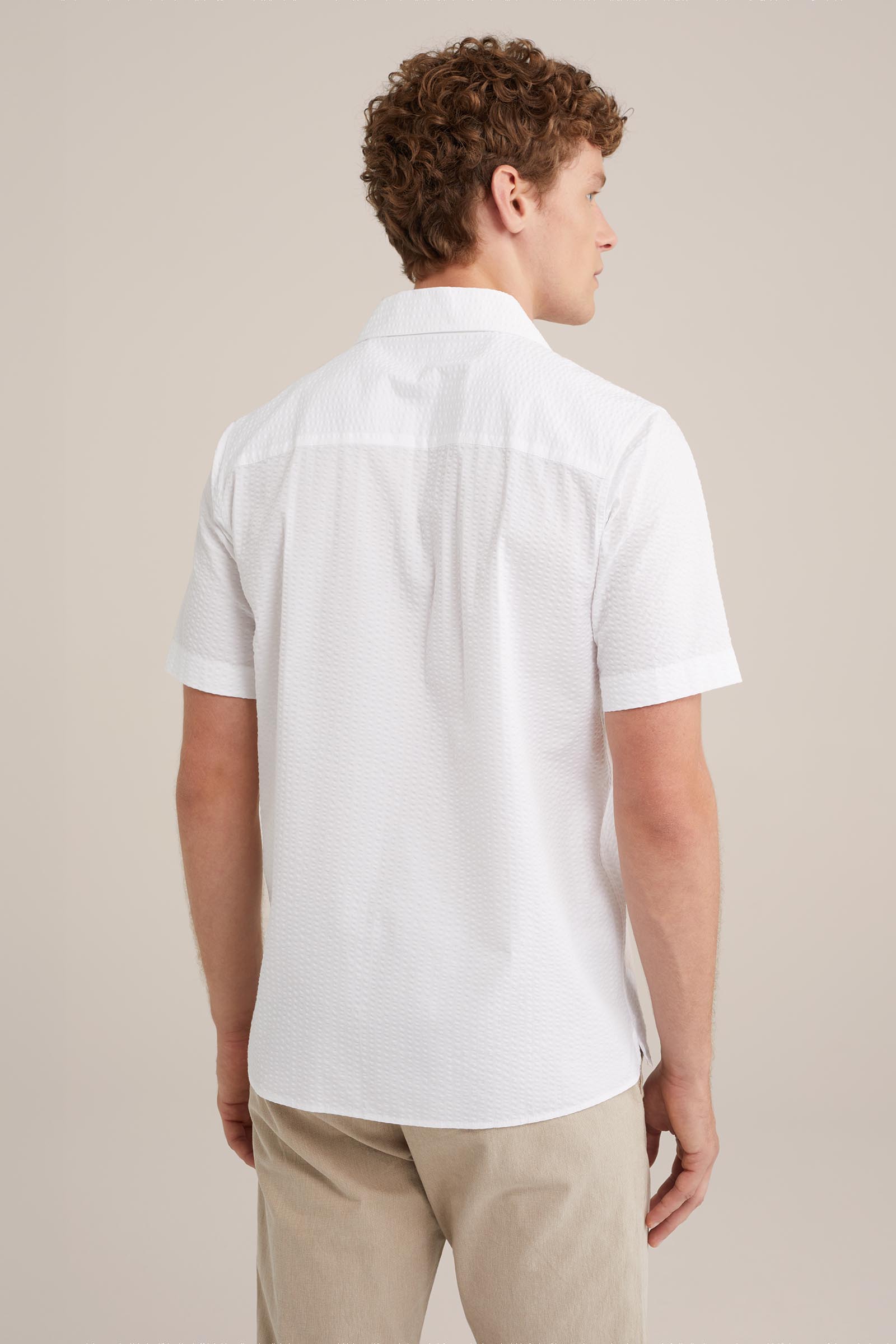 stretch overhemd met structuur WE Fashion Wit