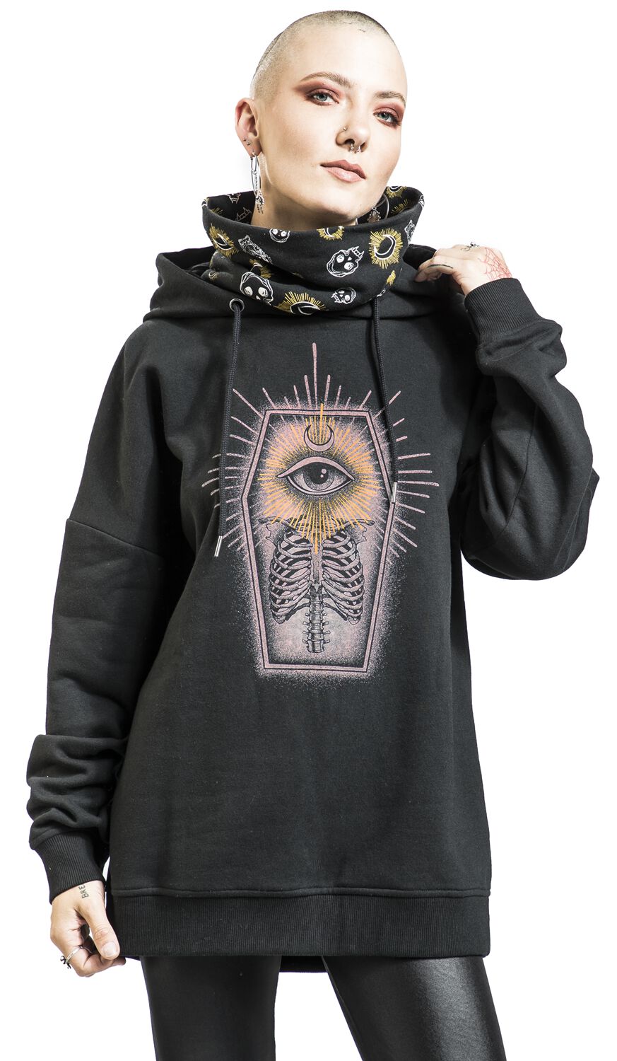 Sweat à capuche avec col montant intégré | Gothicana by EMP Sweat-shirt à capuche