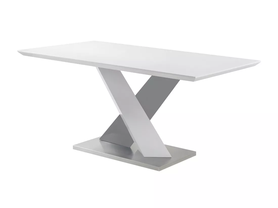 Table à manger SALVA - 6 personnes - MDF laqué - Blanc et anthracite