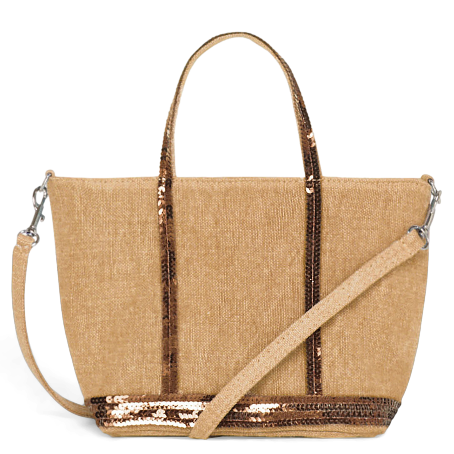 Cabas XS à sequins en lin | Marron