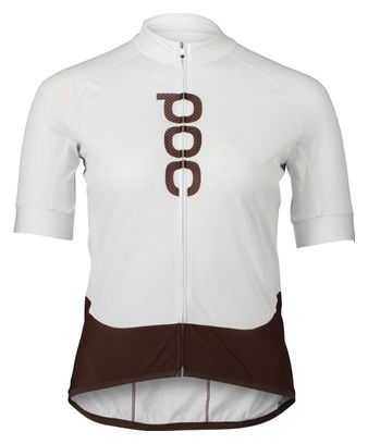 Maillot Manches Courtes Femme Poc Essential Road Logo Marron/Blanc