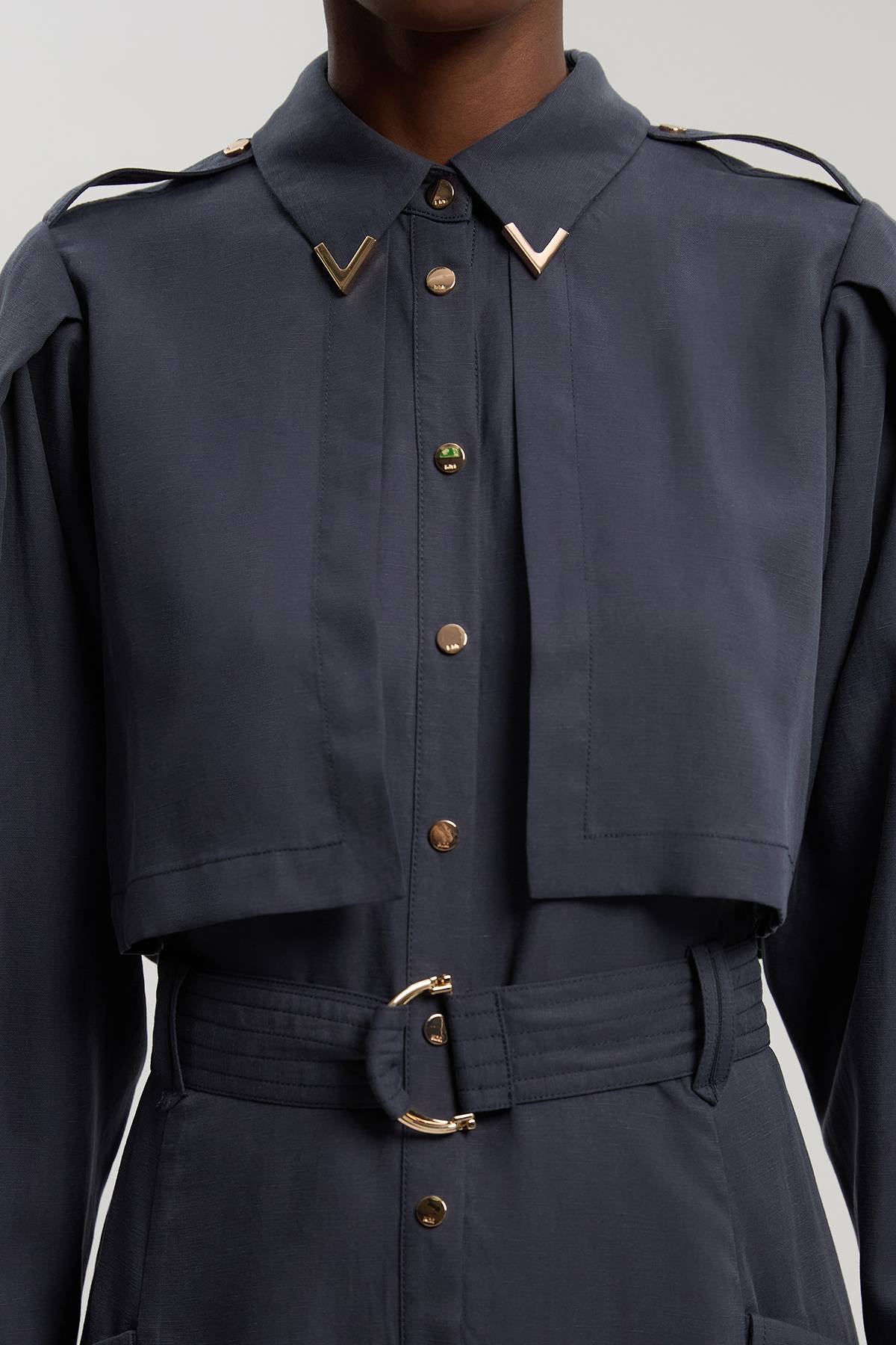 KarenMillen Robe Chemise Tissée En Twill De Cupro Petite Avec Détail Ceinture