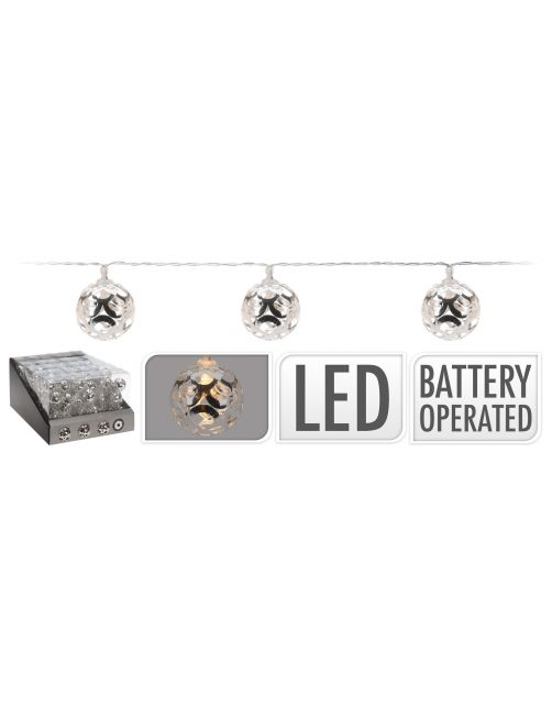 Homestyle Kerstballen Slinger - Kerstversiering - 4 cm Zilver 10 led