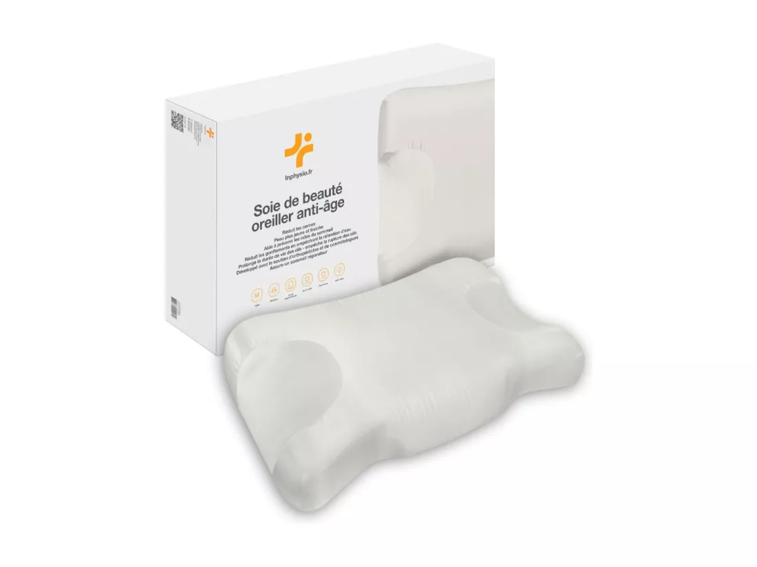 Oreiller Anti-Âge Anti-Rides en 100% Soie SOIE DE BEAUTE 58x37x11 - INPHYSIO