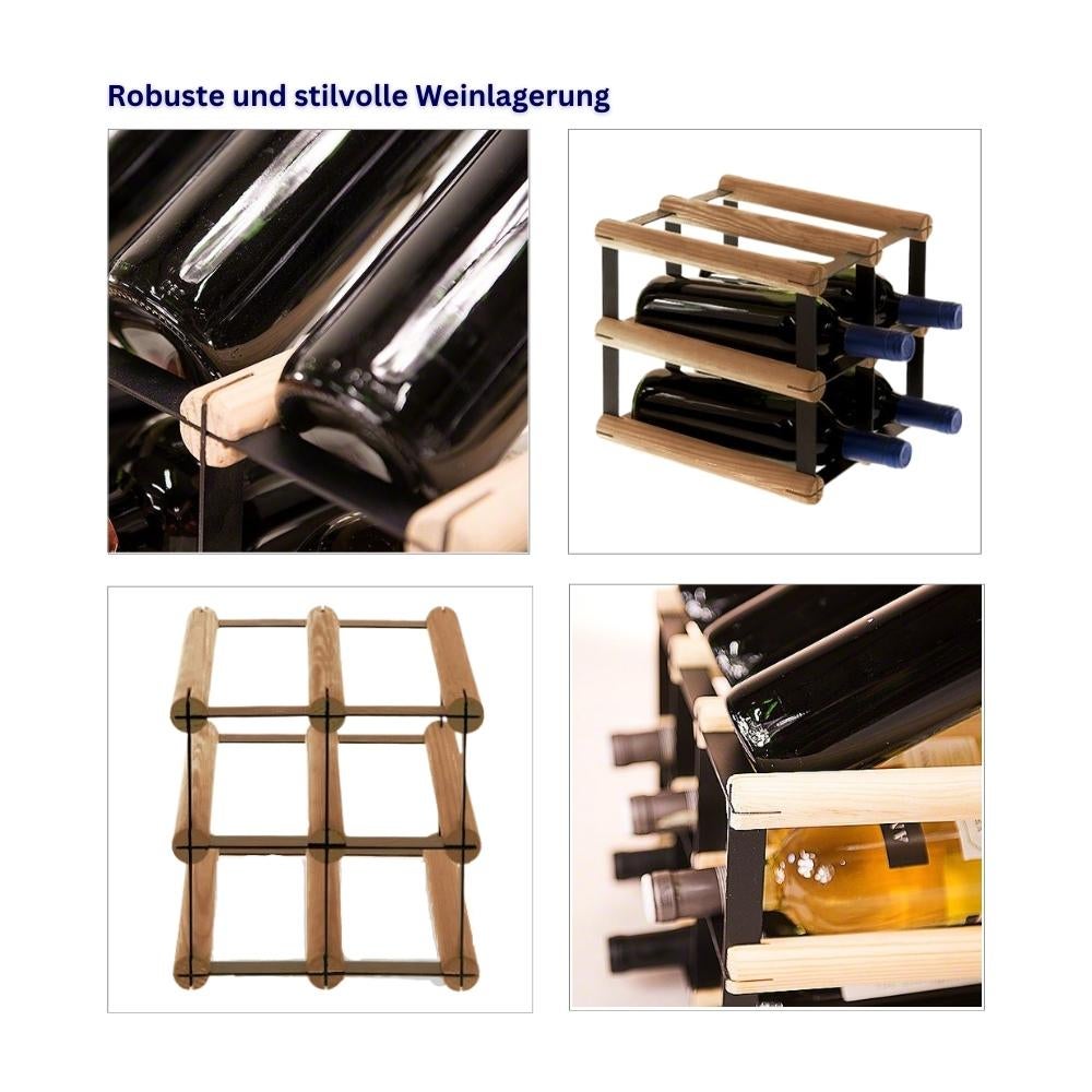 PROREGAL Modulair Wijnrek Vinotega Mod Metaal HxBxD 22,5 x 22,5 x 24,5 cm 2 x 2 Flessen Massief grenenhout Bruin Geolied